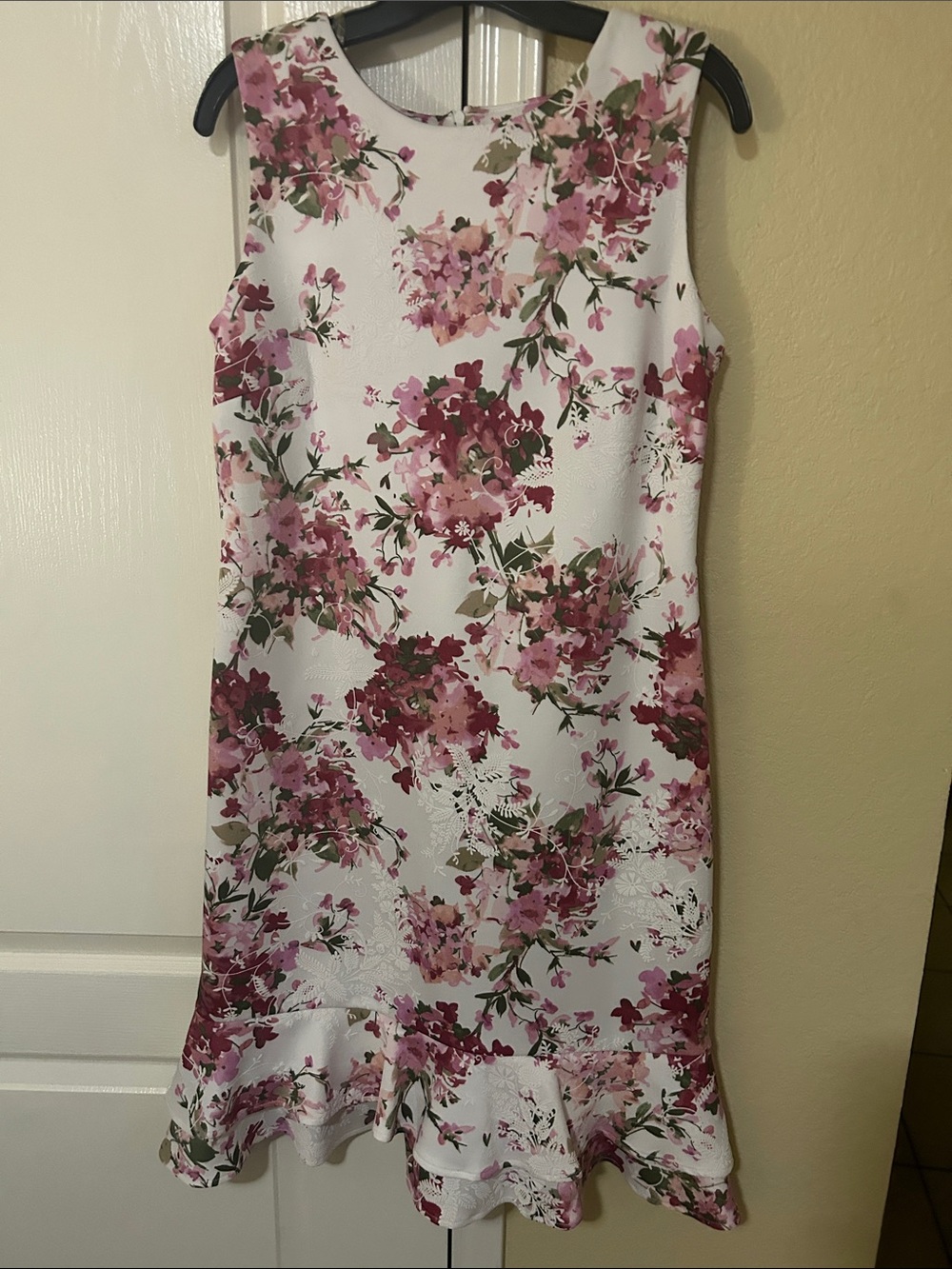 Shelby & Palmer White Midi Dress with Pink Floral Print